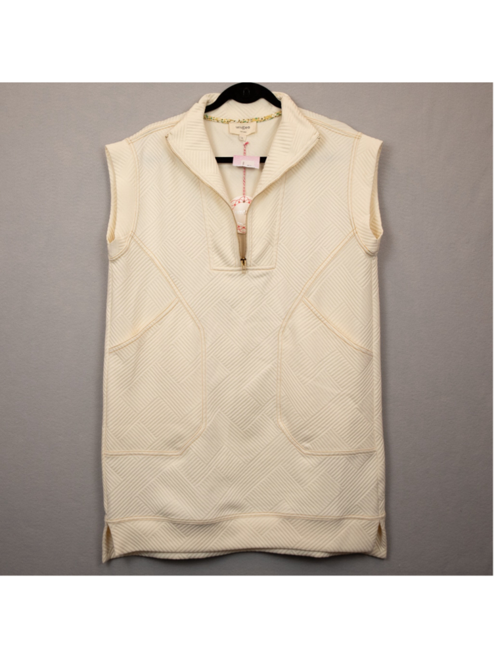 Umgee cream textured 1/4 zip mini tunic dress NWT-S